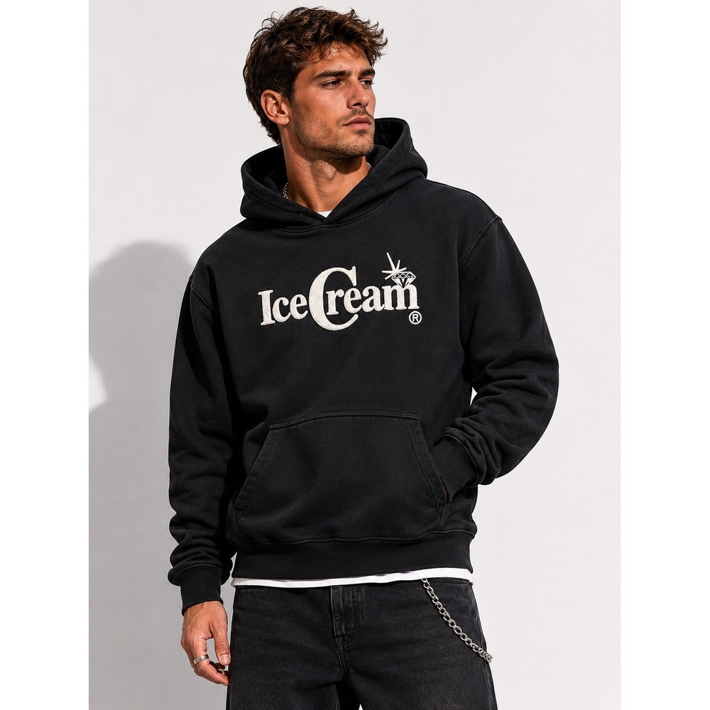 Ice Cream BBC 100% Cotton Black Graphic Logo Pullover Hoodie Sweatshirt M